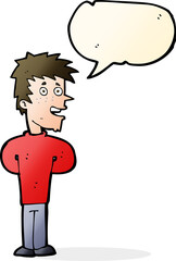 cartoon happy man with speech bubble