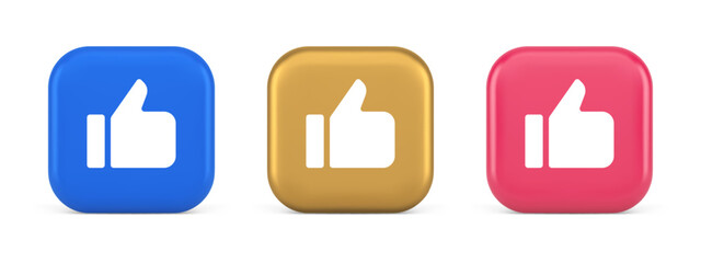 Like thumb up approve rating button confirmation cool website networking 3d realistic icon