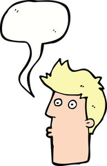cartoon surprised man with speech bubble