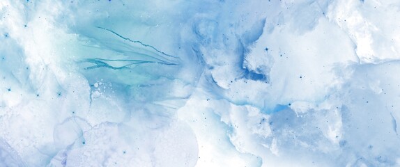blue texture sunny sky blue light watercolor background. Aquarelle painting brush effect card paper...