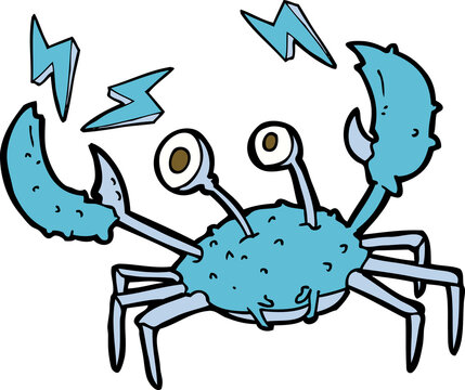 blue crab with lightning cartoon clip art preview