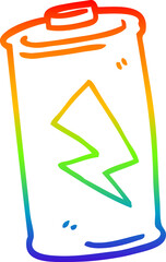rainbow gradient line drawing of a cartoon battery