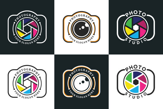 set of camera logo design with modern concept premium vector