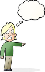 cartoon surprised man with thought bubble