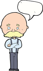 cartoon grandfather with speech bubble