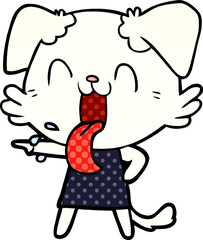 cartoon panting dog in dress
