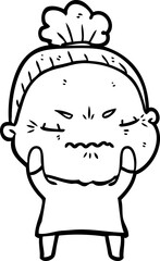 cartoon annoyed old lady