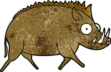 cartoon wild boar