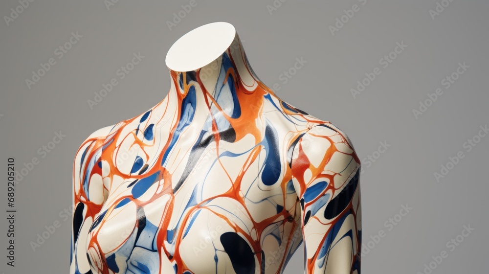 Poster artificial intelligence ai in fashion. ai-inspired clothing with abstract art pattern, ai-generated 