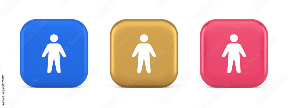 Poster People member user button unrecognizable person human body web application 3d realistic icon
