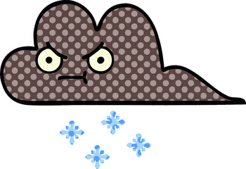 comic book style cartoon of a storm snow cloud