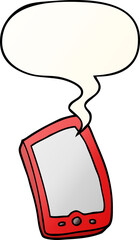 cartoon mobile phone with speech bubble in smooth gradient style