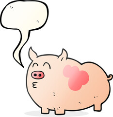 freehand drawn speech bubble cartoon pig