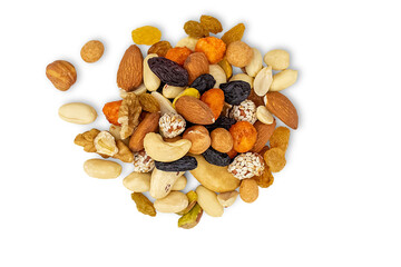 Assorted nuts and raisins. Isolated on transparent background. - obrazy, fototapety, plakaty