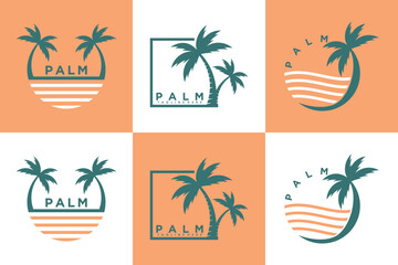 Fototapeta na wymiar set of resort beach logo design vector with icon palm creative concept