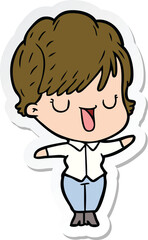 sticker of a cartoon woman talking