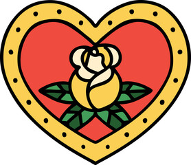 tattoo in traditional style of a heart and flowers
