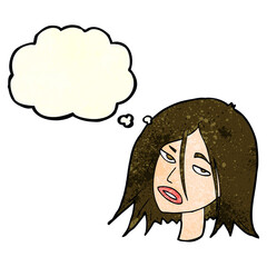 cartoon annoyed woman with thought bubble