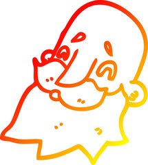 warm gradient line drawing of a cartoon man with beard