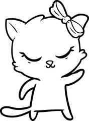 cute cartoon cat with bow