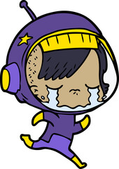 cartoon crying astronaut girl