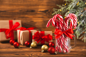 Candy cane isolated on white background. Christmas sweets. Christmas candy. New Year. A traditional...