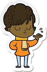 sticker of a cartoon woman