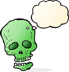 cartoon skull with thought bubble