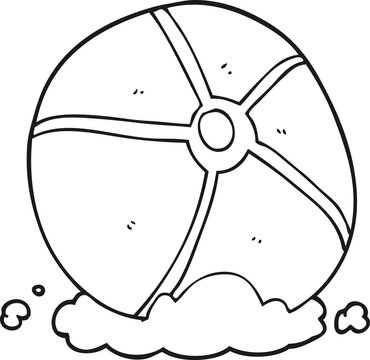 freehand drawn black and white cartoon beach ball