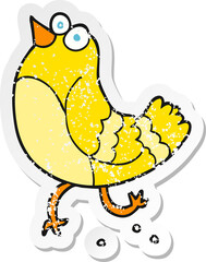retro distressed sticker of a cartoon bird