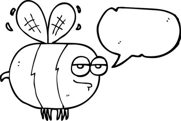 freehand drawn speech bubble cartoon unhappy bee