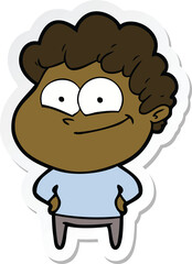 sticker of a cartoon happy man