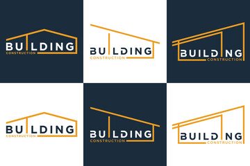 collection of building logo design illustration with simple creative