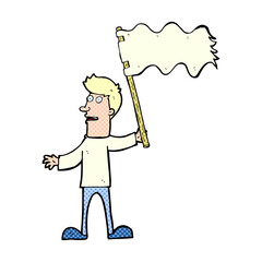 Fototapeta premium cartoon man waving white flag