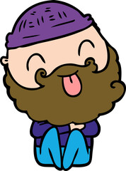 man with beard sticking out tongue