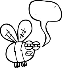 freehand drawn speech bubble cartoon bee