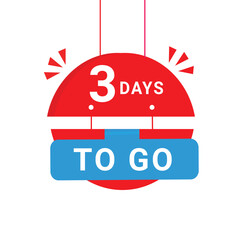 3 days to go countdown hanging banner. Modern design days left icon. Vector template.