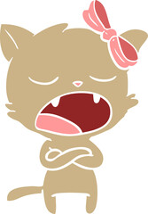 Obraz premium annoyed flat color style cartoon cat