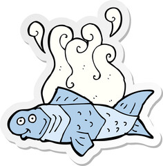 sticker of a cartoon funny fish