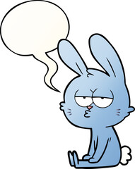 cute cartoon rabbit with speech bubble in smooth gradient style