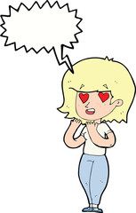 cartoon woman in love with speech bubble