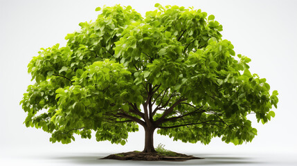 Beautiful Leaf Less Tree Bright green isolated on white.