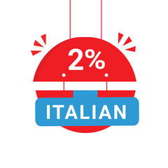 2 percent italian hanging Banner design element for marketing, advertising. Modern Vector template.
