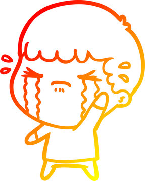 recommend clip art: warm gradient line drawing of a cartoon man crying