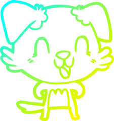 cold gradient line drawing of a laughing cartoon dog