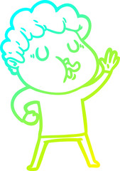 cold gradient line drawing of a cartoon man singing