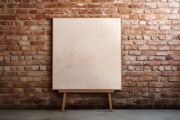 a plain white board with bricks wall background
