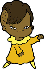 cute cartoon girl with hipster haircut