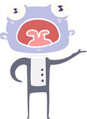 flat color style cartoon weird alien communicating