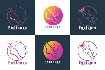 collection of menicure pedicure logo with foot illustrasi logo design